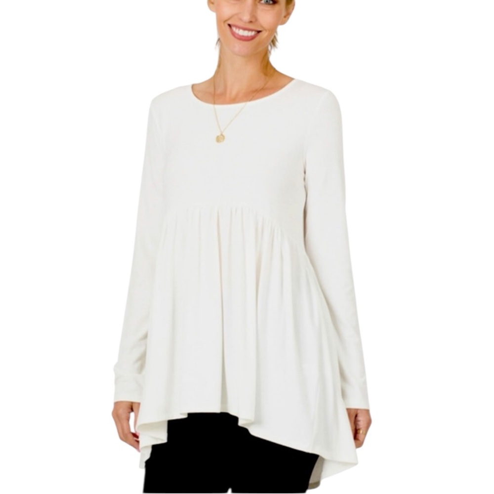 Zenana Outfitters Ivory Flowing Tunic Top XL Soft Minimalist Everyday